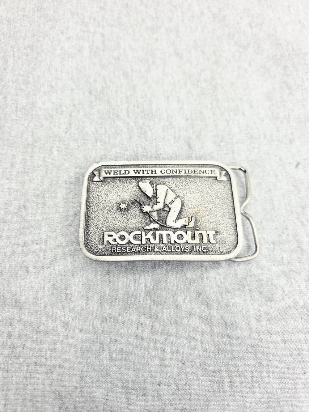 1980 Bergamot Rockmount Weld With Confidence Pewter Belt Buckle